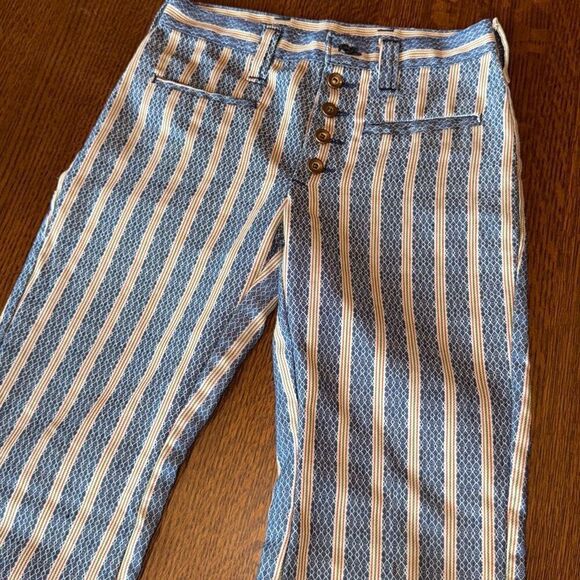 Vintage 1960s 70s Lady Wrangler Striped Patch Pocket Flare Pants Hippie Western - Picture 2 of 14